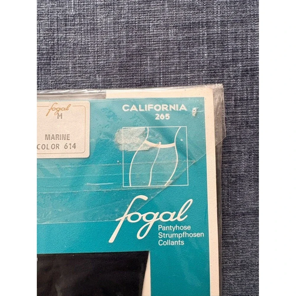 VTG NWT Fogal California 265 Blue Sheer Satin Silk Pantyhose Size M France